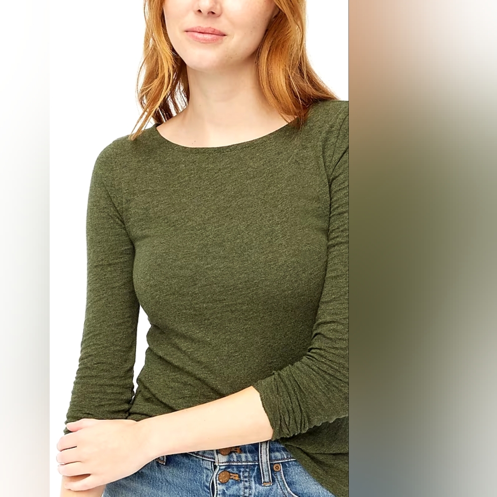 J Crew Factory moss green Artist Tee 2X long sleeve